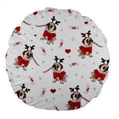 Pug Xmas Pattern Large 18  Premium Round Cushions