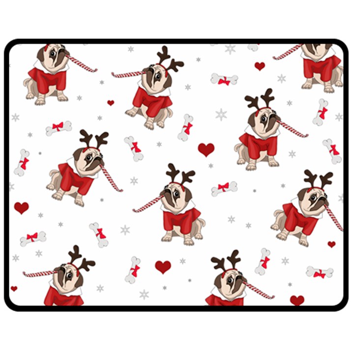 Pug Xmas Pattern Double Sided Fleece Blanket (Medium) 