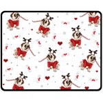 Pug Xmas Pattern Double Sided Fleece Blanket (Medium)  58.8 x47.4  Blanket Back