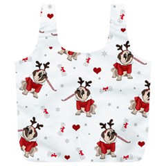 Pug Xmas Pattern Full Print Recycle Bags (l) 