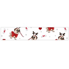 Pug Xmas Pattern Large Flano Scarf 