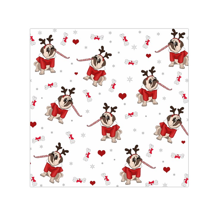 Pug Xmas Pattern Small Satin Scarf (Square)