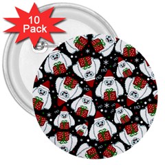 Yeti Xmas Pattern 3  Buttons (10 Pack)  by Valentinaart