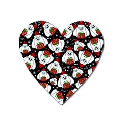 Yeti Xmas Pattern Heart Magnet by Valentinaart