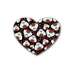 Yeti Xmas Pattern Heart Coaster (4 Pack)  by Valentinaart