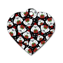 Yeti Xmas Pattern Dog Tag Heart (one Side) by Valentinaart