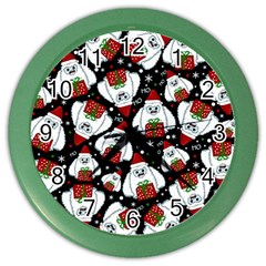 Yeti Xmas Pattern Color Wall Clocks by Valentinaart