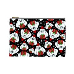 Yeti Xmas Pattern Cosmetic Bag (large)  by Valentinaart