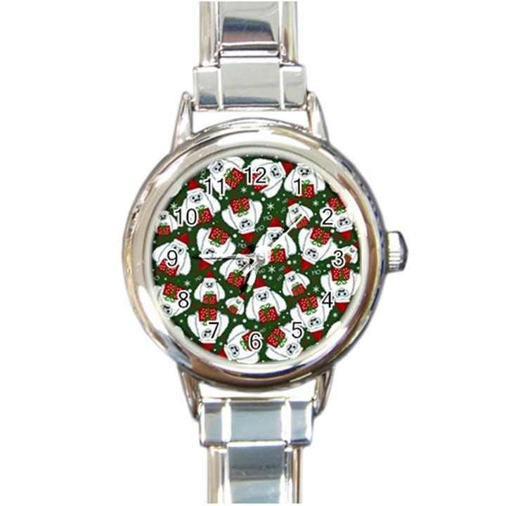 Yeti Xmas pattern Round Italian Charm Watch