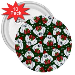 Yeti Xmas Pattern 3  Buttons (10 Pack)  by Valentinaart