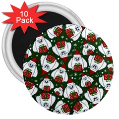 Yeti Xmas Pattern 3  Magnets (10 Pack)  by Valentinaart