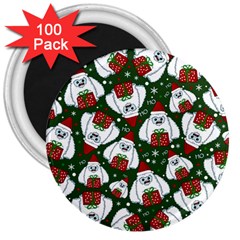 Yeti Xmas Pattern 3  Magnets (100 Pack) by Valentinaart