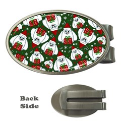 Yeti Xmas Pattern Money Clips (oval)  by Valentinaart