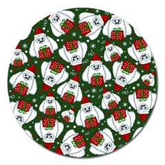 Yeti Xmas Pattern Magnet 5  (round) by Valentinaart