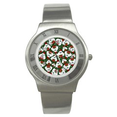 Yeti Xmas Pattern Stainless Steel Watch by Valentinaart