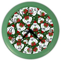 Yeti Xmas Pattern Color Wall Clocks by Valentinaart