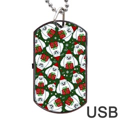 Yeti Xmas Pattern Dog Tag Usb Flash (one Side) by Valentinaart