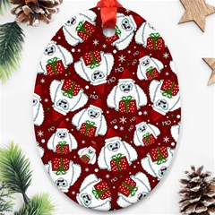 Yeti Xmas Pattern Oval Ornament (two Sides) by Valentinaart