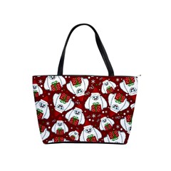 Yeti Xmas Pattern Shoulder Handbags by Valentinaart