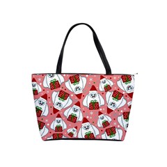 Yeti Xmas Pattern Shoulder Handbags by Valentinaart