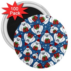 Yeti Xmas Pattern 3  Magnets (100 Pack) by Valentinaart