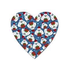 Yeti Xmas Pattern Heart Magnet by Valentinaart