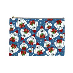 Yeti Xmas Pattern Cosmetic Bag (large)  by Valentinaart