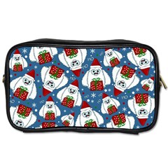 Yeti Xmas Pattern Toiletries Bags by Valentinaart