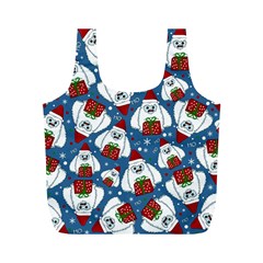 Yeti Xmas Pattern Full Print Recycle Bags (m)  by Valentinaart