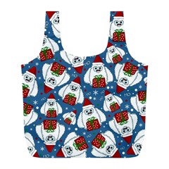 Yeti Xmas Pattern Full Print Recycle Bags (l)  by Valentinaart