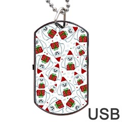 Yeti Xmas Pattern Dog Tag Usb Flash (one Side) by Valentinaart