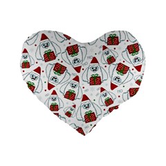 Yeti Xmas Pattern Standard 16  Premium Heart Shape Cushions by Valentinaart