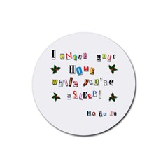 Santa s Note Rubber Coaster (round)  by Valentinaart