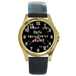 Santa s note Round Gold Metal Watch Front