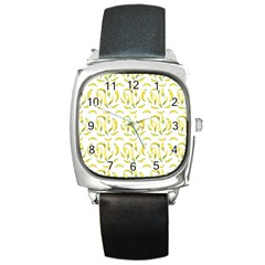 Chilli Pepers Pattern Motif Square Metal Watch by dflcprints