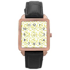 Chilli Pepers Pattern Motif Rose Gold Leather Watch  by dflcprints