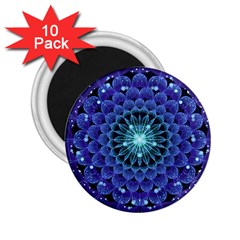 Accordant Electric Blue Fractal Flower Mandala 2 25  Magnets (10 Pack)  by jayaprime