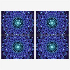 Accordant Electric Blue Fractal Flower Mandala Belt Buckles by jayaprime