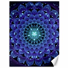 Accordant Electric Blue Fractal Flower Mandala Canvas 36  X 48   by jayaprime