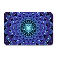 Accordant Electric Blue Fractal Flower Mandala Plate Mats by jayaprime