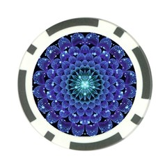 Accordant Electric Blue Fractal Flower Mandala Poker Chip Card Guard by jayaprime