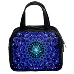 Accordant Electric Blue Fractal Flower Mandala Classic Handbags (2 Sides) Front