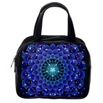 Accordant Electric Blue Fractal Flower Mandala Classic Handbags (2 Sides) Back