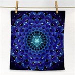 Accordant Electric Blue Fractal Flower Mandala Face Towel Front