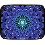 Accordant Electric Blue Fractal Flower Mandala Fleece Blanket (Mini) 35 x27  Blanket