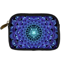 Accordant Electric Blue Fractal Flower Mandala Digital Camera Cases by jayaprime