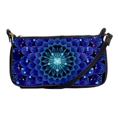 Accordant Electric Blue Fractal Flower Mandala Shoulder Clutch Bags by jayaprime