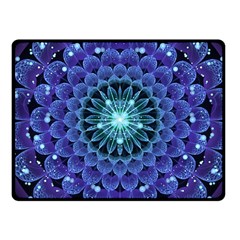 Accordant Electric Blue Fractal Flower Mandala Fleece Blanket (small) by jayaprime