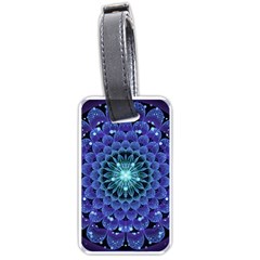 Accordant Electric Blue Fractal Flower Mandala Luggage Tags (one Side)  by jayaprime