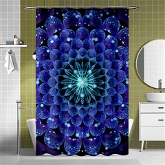 Accordant Electric Blue Fractal Flower Mandala Shower Curtain 48  X 72  (small)  by jayaprime